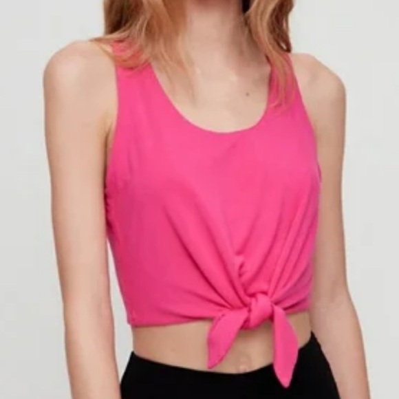 Babaton Orange Pink Scoop Neck Tie Front Tank Top - Picture 6 of 6